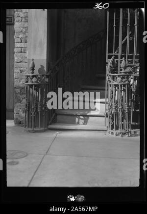 Victor David House (Le Petit Salon) entrance stairway, 620 St. Peter Street, New Orleans Stock Photo