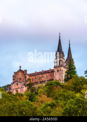 07/10-18, Covadonga, Spain. Basilica de Santa Maria la Real de Covadonga during sunset. Stock Photo