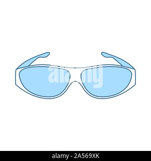 Poker Sunglasses Icon. Thin Line With Blue Fill Design. Vector Illustration. Stock Vector
