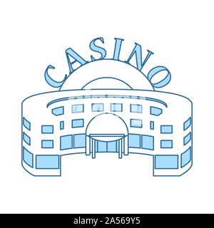 Casino Building Icon. Thin Line With Blue Fill Design. Vector Illustration. Stock Vector