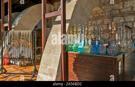 ISTANBUL TURKEY NARGHILES AND PIPES READY FOR SMOKING Stock Photo