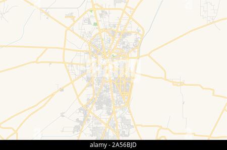 Printable street map of Gujranwala, Province  Punjab, Pakistan. Map template for business use. Stock Vector