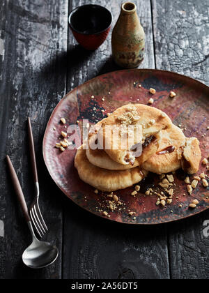 Hotteok (korean panfried cinnamon rice cake) Stock Photo