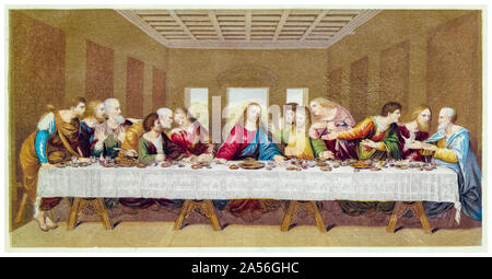 Bradshaw & Blacklock, The Last Supper, (19th Century copy after Leonardo Da Vinci), woodcut print, circa 1854 Stock Photo