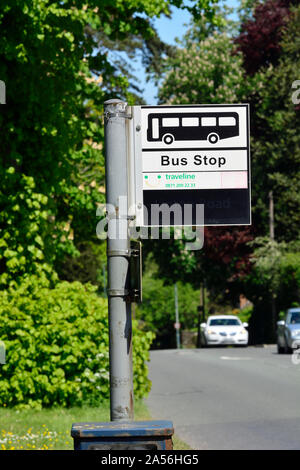 Rural bus stop sign, Loose Village, Maidstone, Kent, UK. Stock Photo