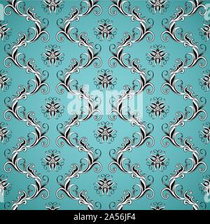 Wallpaper seamless pattern. Blue background Stock Vector