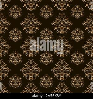 Wallpapper seamless gold pattern. Dark background Stock Vector