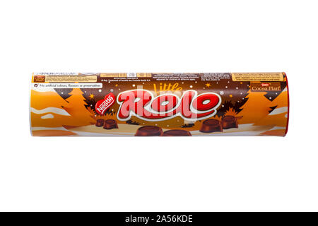 R - Rolos, Nestle Rolo chocolates removed from packet arranged in