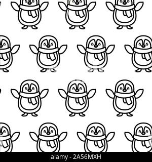 pattern of penguin with scarf on white background vector illustration design Stock Vector