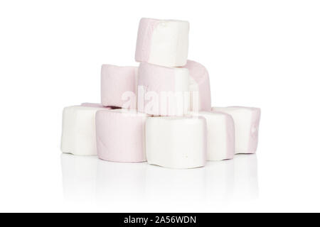 Lot of whole sweet pastel marshmallow isolated on white background Stock Photo