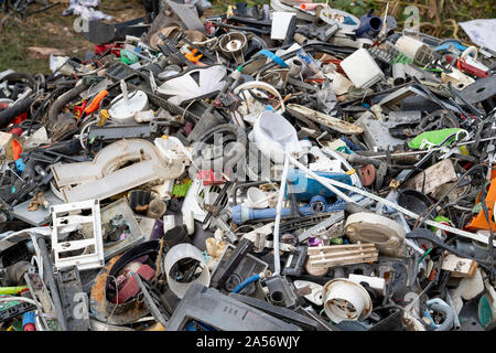 Scrap materials are collected for sorting and recycling. Stock Photo