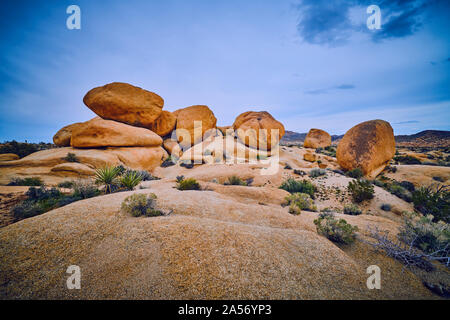 Boulders at Twin Tank in Joshua Tree National Park. Stock Photo