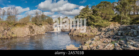 Low Force Waterfall, Upper Teesdale, in Spring, Panorama Stock Photo