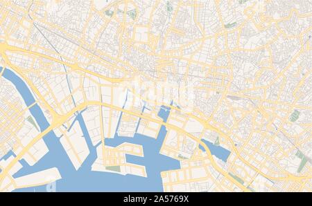 Printable street map of Funabashi, Prefecture Chiba, Japan. Map template for business use. Stock Vector