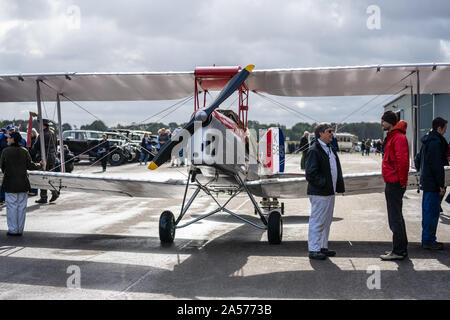 OLD WARDEN, BEDFORDSHIRE, UK ,OCTOBER 6, 2019. De Havilland DH.82A Tiger Moth. Race Day at Shuttleworth. Stock Photo