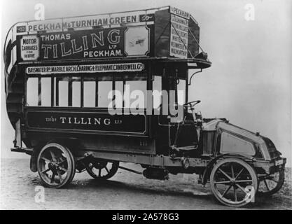 1911 Tilling - Stevens TTA1 petrol electric omnibus. Stock Photo