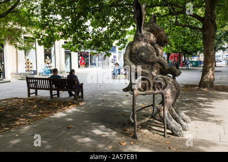 The Hare and Minotaur sculpture situated in The Promenade in Cheltenham and created by Sophie Ryder in 1995 Stock Photo