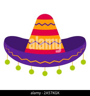 Traditional mexican hat over awhite background - Vector Stock Vector