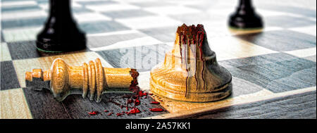 Close-up of a broken chess king Stock Photo