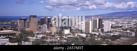 High angle view of a city, Honolulu, Oahu, Honolulu County, Hawaii, USA Stock Photo