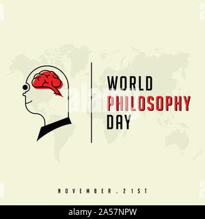 World Philosophy Day with Brain Human Stock Vector