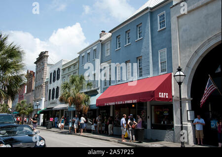 Buildings along main shopping street, King Street, Charleston, South Carolina, USA Stock Photo