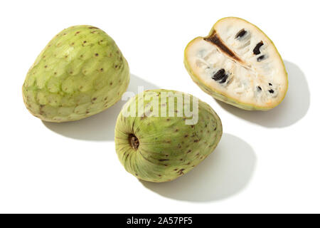 Custard apple isolated on white background. Annona reticulata Stock Photo