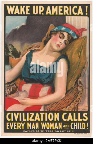 Wake up America! Civilization calls every man, woman and child! / James Montgomery Flagg. Stock Photo