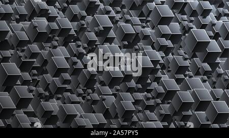 Abstract 3d cubes background. Black background connection with geometric cubes. Vector Illuatration Stock Vector