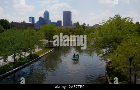 Tourists on paddleboat in a lake, Indianapolis, Marion County, Indiana, USA Stock Photo