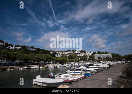 Boats in the harbour in Cala Galdana, Menorca Stock Photo