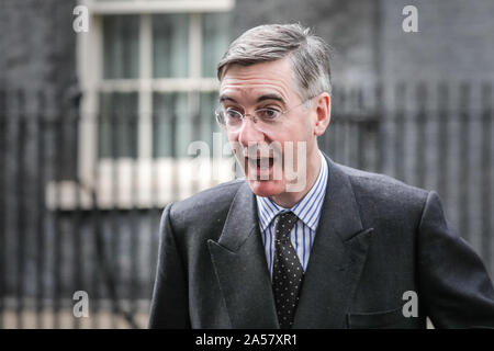 Westminster, London, UK. 18th Oct, 2019. Jacob Rees-Mogg, Leader of the House of Commons. Ministers attend a cabinet meeting in Downing Street, the day after Prime Minister Boris Johnson has reached a deal with the European Union, and a day before Parliament is due to vote on the deal. Credit: Imageplotter/Alamy Live News Stock Photo
