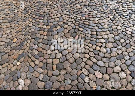 Pavement with small basalt stones, Freiburg, Baden-Wurttemberg, Germany Stock Photo