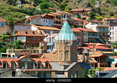 Old Town and Saint George Armenian Cathedral (13th century). Tbilisi, Georgia. Caucasus Stock Photo