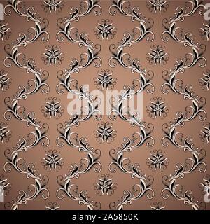 Wallpaper seamless brown pattern. Dark background Stock Vector