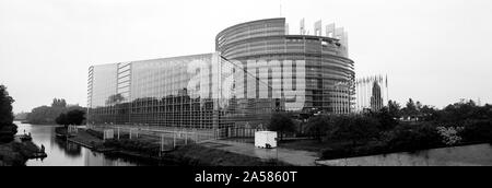 Modern architecture of European Parliament building, Strasbourg, Bas-Rhin, France
