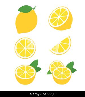 resh lemon fruits collection of vector illustrations Stock Vector
