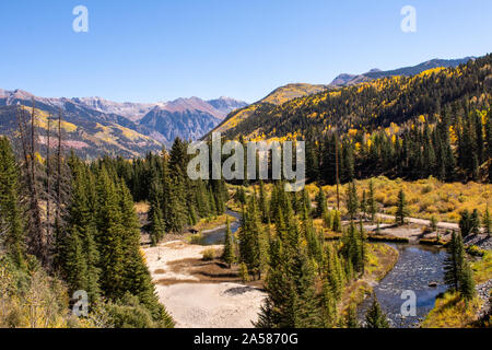 Telluride Colorado Autumn River Scene Stock Photo