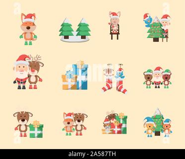 bundle of christmas with icons set vector illustration design Stock Vector