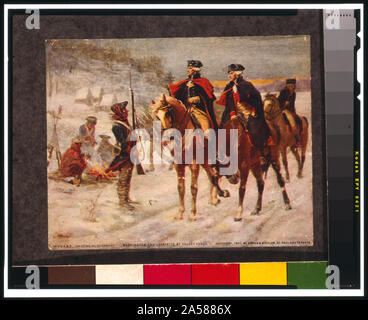 Washington and Lafayette at Valley Forge / painting by Dunsmore. Stock Photo