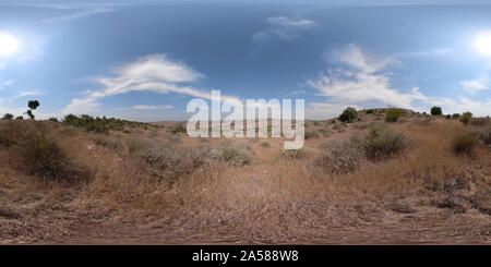 360 degree panoramic view of The Judean plains of Bet Guvrin Maresha National Park, made of a pale and soft chalk mass. The hills in the area rise to an elevation of 350 m above s