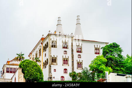 View on The Sintra National Palace - Palacio Nacional de Sintra - Portugal Stock Photo