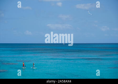 Paddle boarding near Church Bay, Bermuda. Stock Photo