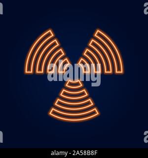 sign of radiation icon. Elements of Science in neon style icons. Simple icon for websites, web design, mobile app, info graphics. Stock Vector