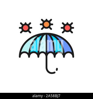 Viruses attack, data protection, antivirus, cyber security flat color line icon. Stock Vector