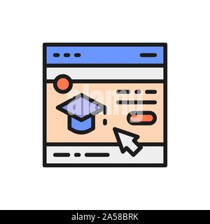 Education website, web page flat color line icon. Stock Vector