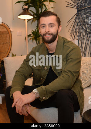 James Doran, 26, from Liverpool, who played as single mother 'Sammie',in his apartment at The Circle in Salford, Manchester, ahead of the live final of the second series of Channel 4's The Circle. Stock Photo