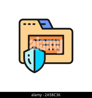 Folder protection, confidential information, internet security color line icon. Stock Vector