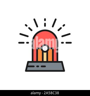 Vector flasher, siren flat color line icon. Stock Vector