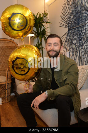 James Doran, 26, from Liverpool, who played as single mother 'Sammie',in his apartment at The Circle in Salford, Manchester, ahead of the live final of the second series of Channel 4's The Circle. Stock Photo